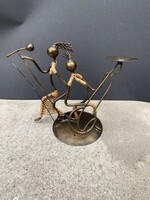 Ritka meseszép Laurids Lonborg dán kovácsolt gyertyatartó szobor