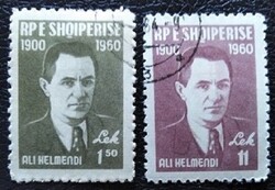 Al617-8p / Albánia 1960 Ali Kelmendi politikus bélyegsor  pecsételt