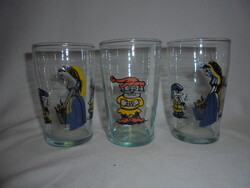 Három darab mesejelenetes gyermek üveg pohár együtt