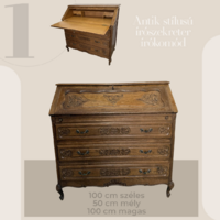 Antique Style Solid Oak Secretary with Baroque Elements