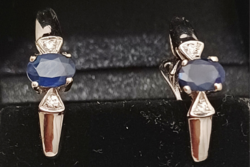 Fehérarany Fülbevaló Zafirokkal Brillekkel Francia zár