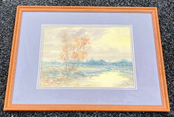 Nemes Tibor "Tájkép" akvarell papír