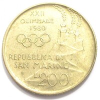 San Marino,200 lire 1980 - Birkózás aUNC+ ötvözet