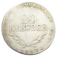 Ausztria,Andreas Hofer hadvezér 20 krajcár 1809 - Tirol VF ezüst 6.65g583