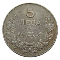 Bulgária,5 leva 1941 VF vas