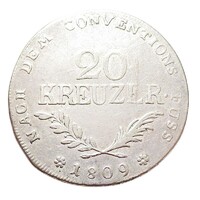 Ausztria,Andreas Hofer hadvezér 20 krajcár 1809 - Tirol VF+ ezüst 6.65g583