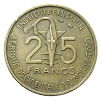 Togo,25 francs 1957 EF ötvözet