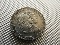1879 florin 2 forint gulden ezüstlakodalom tisztítatlan pazar patinás extraszép RITKA! (KQ6)