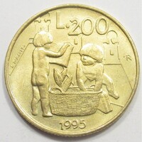 San Marino,200 lire 1995 - Polgári kötelezettségvállalás aUNC+ ötvözet