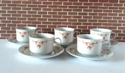 5 DB ALFÖLDI PORCELÁN CSIPKEBOGYÓ MINTÁS TEÁS CSÉSZE KÉSZLET