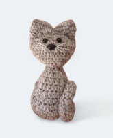 Horgolt cica plüss homokszínű 13 cm-es