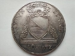 Svájc Zürich kanton .900 Ezüst 40 batzen 1813