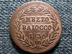 Pápai állam XVI. Gergely 1/2 baiocco 1836 R