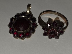 Gránát köves aranyozott ékszer szett