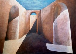 Tóth Julianna Babiloni fények olaj, farost, 50x70, saját alkotás