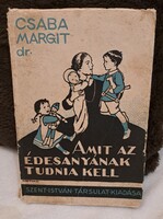 Dr. Csaba Margit: Amit az édesanyának tudnia kell – Szent István Társulat, ritka kiadás