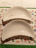 2 DB, RÉGI ZSOLNAY PORCELÁN CSONTOS TÁL PÉCS-FORMASZÁMMAL (G33)