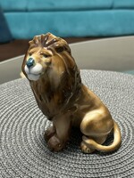 Zsolnay - "Ülő Oroszlán" - Kézzel festett - Porcelánszobor - Sérült!
