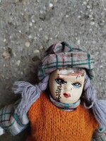 Kézműves porcelánfejű baba játék régiség SÉRÜLT