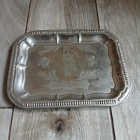 Érdekes régi acél tálca (skót dudás)