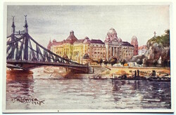 Budapest -  Szt Gellért fürdő és Szálló  / festmény utáni     régi  litho képeslap   Richter