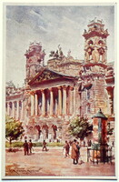 Budapest -  Igazságügyi palota   / festmény utáni     régi  litho képeslap   Richter
