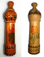 Retro BULGÁRIA FESTETT FARAGOTT RÓZSAOLAJ TARTÓK 2 db egybe némi olajjal a képek szerint