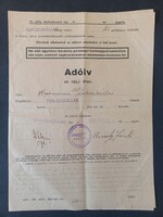 Adóív Turi-Szakállas-i lakosnak Csallóközi járás, Komárom vármegye 1939