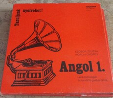 Czobor-Horlai Angol 1. nyelvi bakelit lemezek + könyv