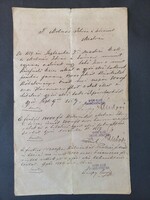 Győri első Takarékpénztár pecsétes, 1889–1890 közötti kézzel írott pénzügyi dokumentum Medve-i lakos