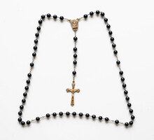 Vintage rózsafüzér - Lourdes-i szentelt vízzel - keresztény, katolikus kegytárgy imafüzér