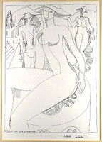 Kozma István (1937-2020) " HÁROM GRÁCIA KALAPBAN "