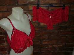 4XL-es piros csipke alsónemű szett