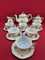 Zsolnay antik virág mintás 6 személyes teás készlet