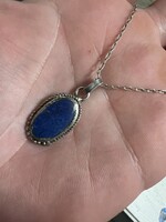 Vintage lápisz lazuli medál lánccal ezüst