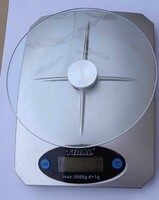 Retro Konyhai mérleg, 5kg-ig mér, üveg , szürke , hibás