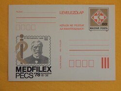 Díjjegyes levelezőlap 1978. MEDFILEX, Pécs