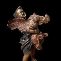 Adriano Cecioni (1836 - 1886) KISFIÚ KAKASSAL - bronz szobor