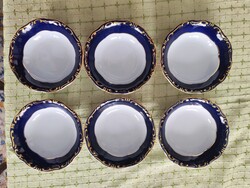 Zsolnay porcelán Pompadour 3-as kompotos készlet 6 személyes vitrinben tartot Vanneki.t kèszlet