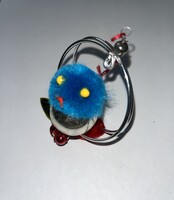 Régi gablonz üveg karácsonyfadísz - karikában ülő zsenilia csibe vagy madár