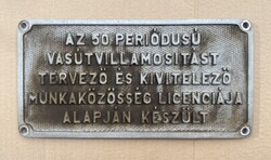 MÁV V43-as mozdony tábla - Az 50 periodusú...