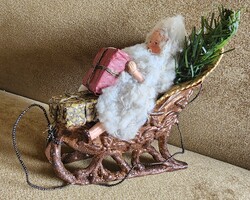 Cca. 1928 BABA + SZÁNKÓ ANTIK KARÁCSONY KARÁCSONYFADÍSZ FÁRA AKASZTHATÓ APÁCA MUNKA MÚZEÁLIS