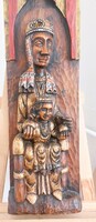 Fából faragott Szűz Mária a gyermekkel egyházi szobor (fali)  63 cm magas