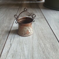 Pazar régi réz miniatűr vödör/bogrács