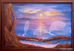 Víz és fénykedvelőknek. 3 kép egy lakásba. Pima díjas művész alkotásai, tanúsítvánnyal. Károlyfi Zs.