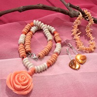 Antik Korall és kerámia szett