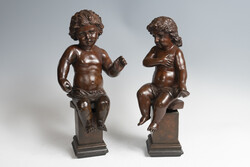 Faragott fa puttó figurák (párban ) (25- 0236)