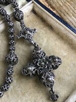 Antik filigrán ezüst ima fűzér