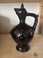 Bolgár fekete kerámia korsó – eredeti címkével (Troyan, Balkan gyár)