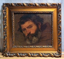 RITKA! Vidéky János (1825-1901) antik olajfestmény a 19. század végéről! szakállas férfi, szent?